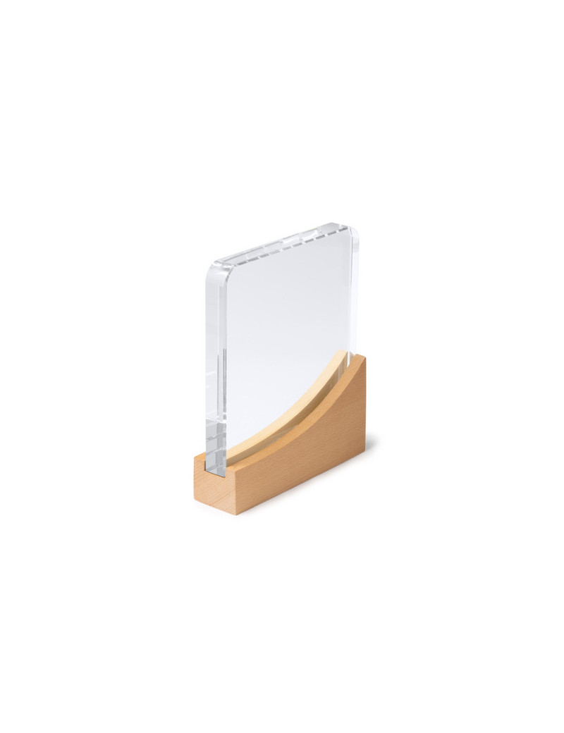 Trofeo de cristal KUDER rectangular con base de bambú personalizado de Stamina imagen 5