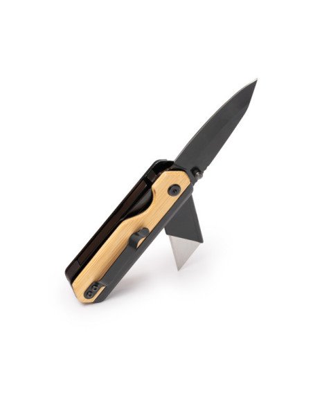 Multiherramienta ROLDI de acero inoxidable y bambú con navaja y cutter personalizado de Stamina imagen 5