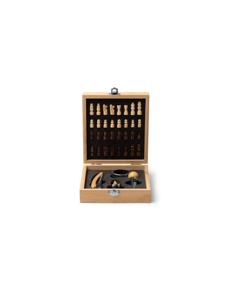 Set de vino FRESNO con caja de bambú y tablero de ajedrez personalizado de Stamina imagen 8