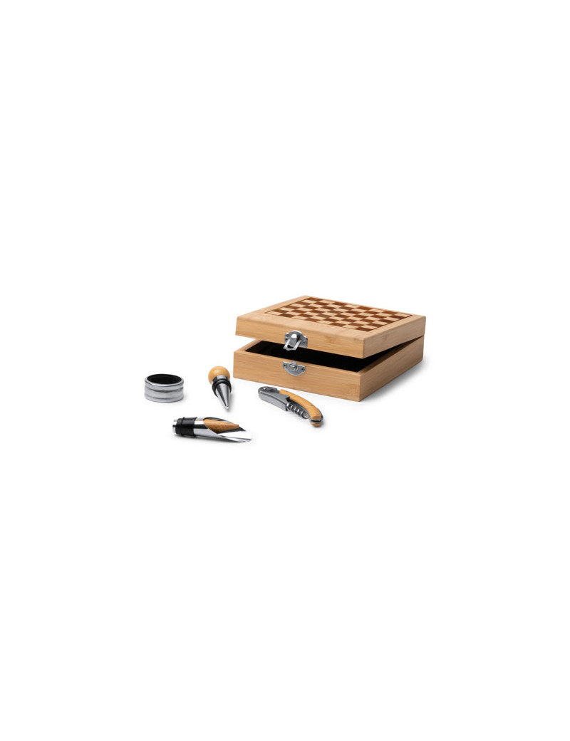 Set de vino FRESNO con caja de bambú y tablero de ajedrez personalizado de Stamina imagen 9