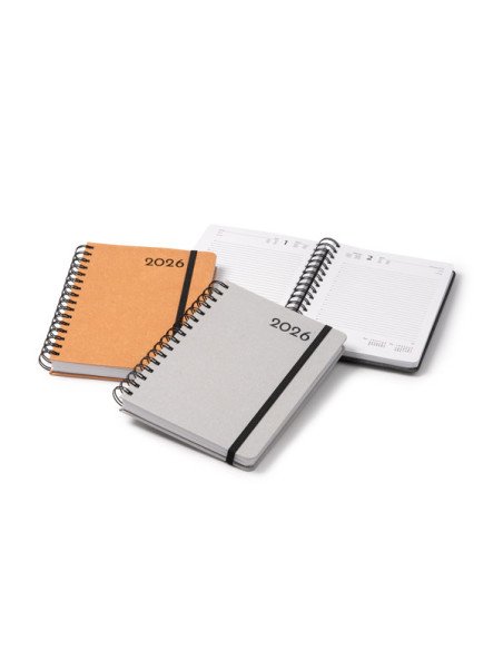 Agenda KURTIS A5 de cuero reciclado con anillas día por página