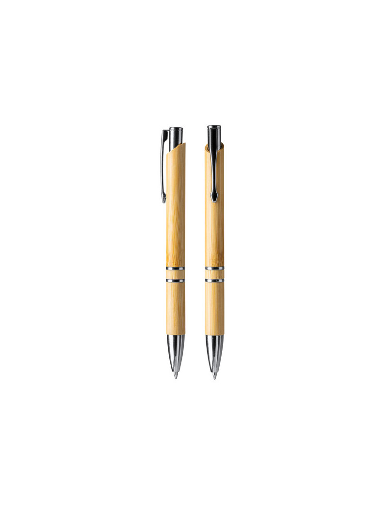 Bolígrafo de Bambú BESKY Personalizado – Elegancia Sostenible con Pulsador Metalizado y Tinta Azul personalizado de Stamina imag