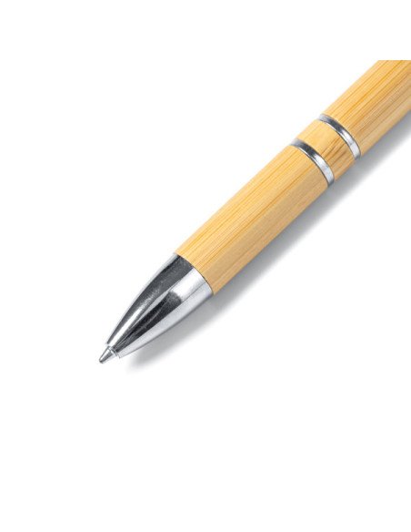 Bolígrafo de Bambú BESKY Personalizado – Elegancia Sostenible con Pulsador Metalizado y Tinta Azul personalizado de Stamina imag