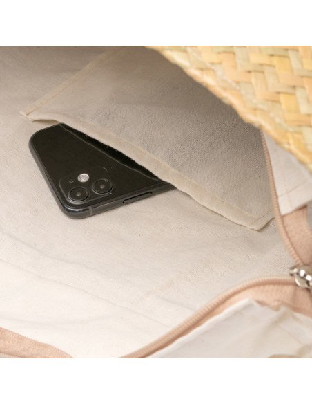 Bolso MIYAKO de paja con interior de algodón y asas PU personalizado de Stamina imagen 8