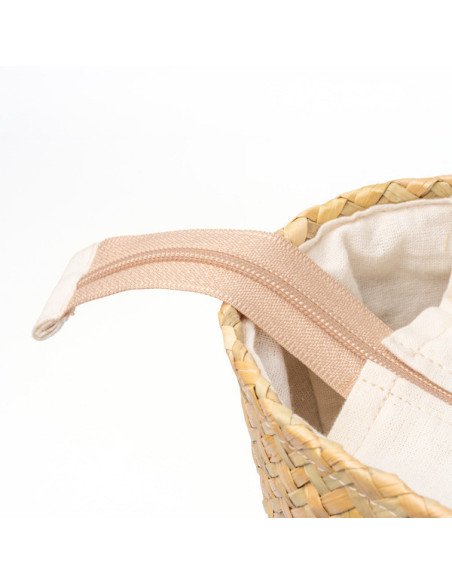 Bolso MIYAKO de paja con interior de algodón y asas PU personalizado de Stamina imagen 9