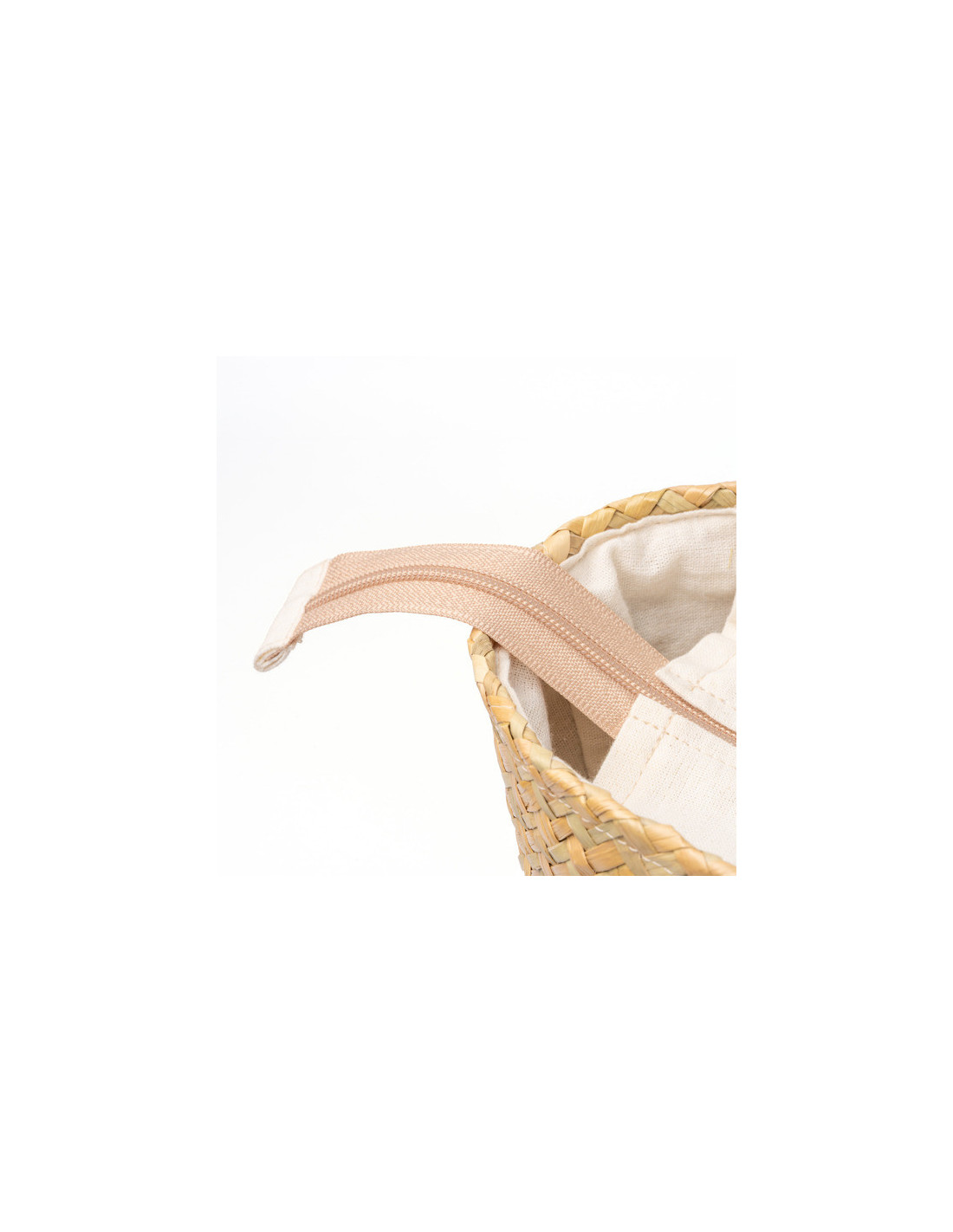 Bolso MIYAKO de paja con interior de algodón y asas PU personalizado de Stamina imagen 9