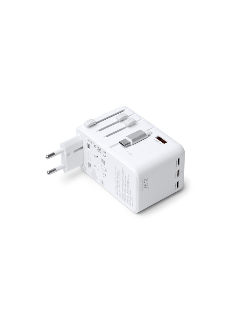 Adaptador de viaje NEXAR con carga rápida 25W y cable Tipo C retráctil personalizado de Stamina imagen 13