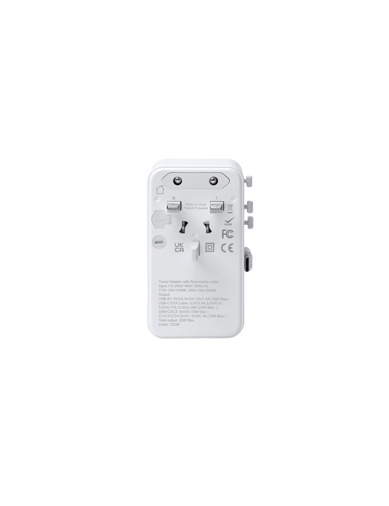Adaptador de viaje NEXAR con carga rápida 25W y cable Tipo C retráctil personalizado de Stamina imagen 14