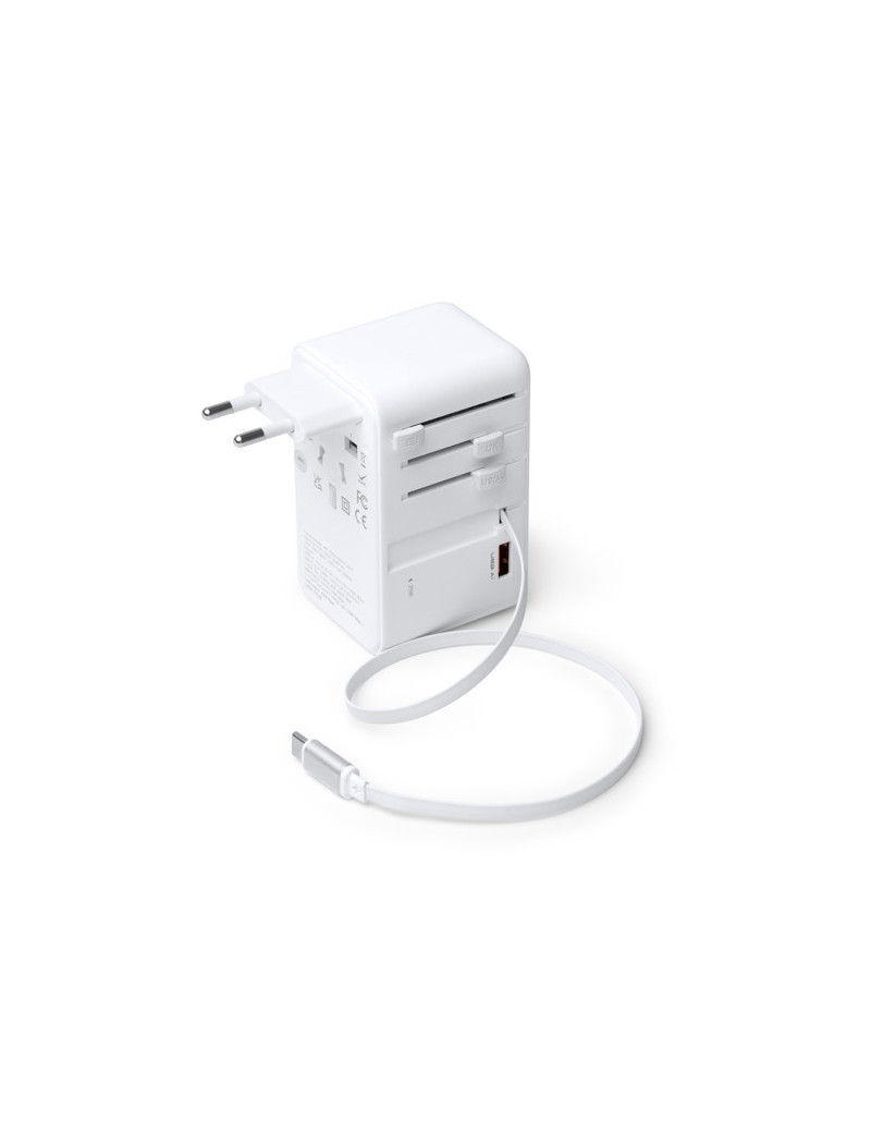 Adaptador de viaje NEXAR con carga rápida 25W y cable Tipo C retráctil personalizado de Stamina imagen 17