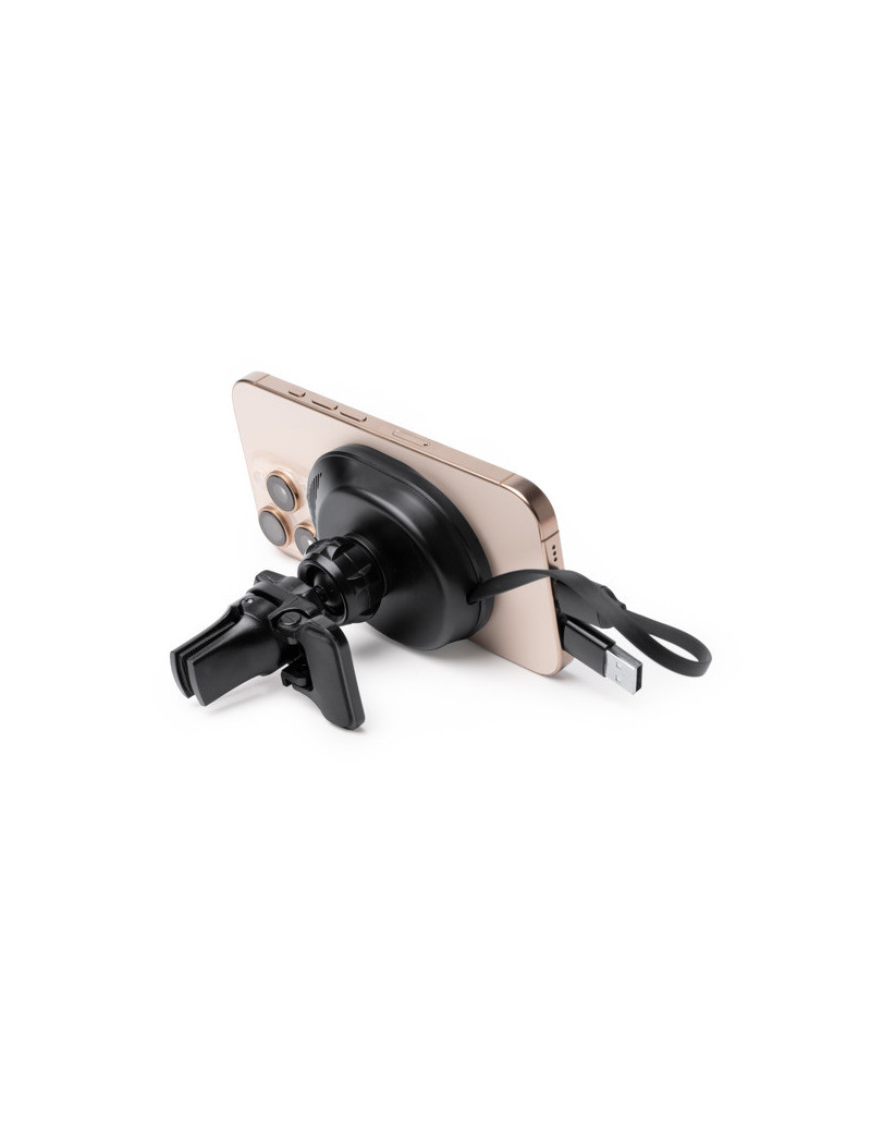 Cargador inalámbrico coche BRAVEK 15W con cable retráctil personalizado de Stamina imagen 9