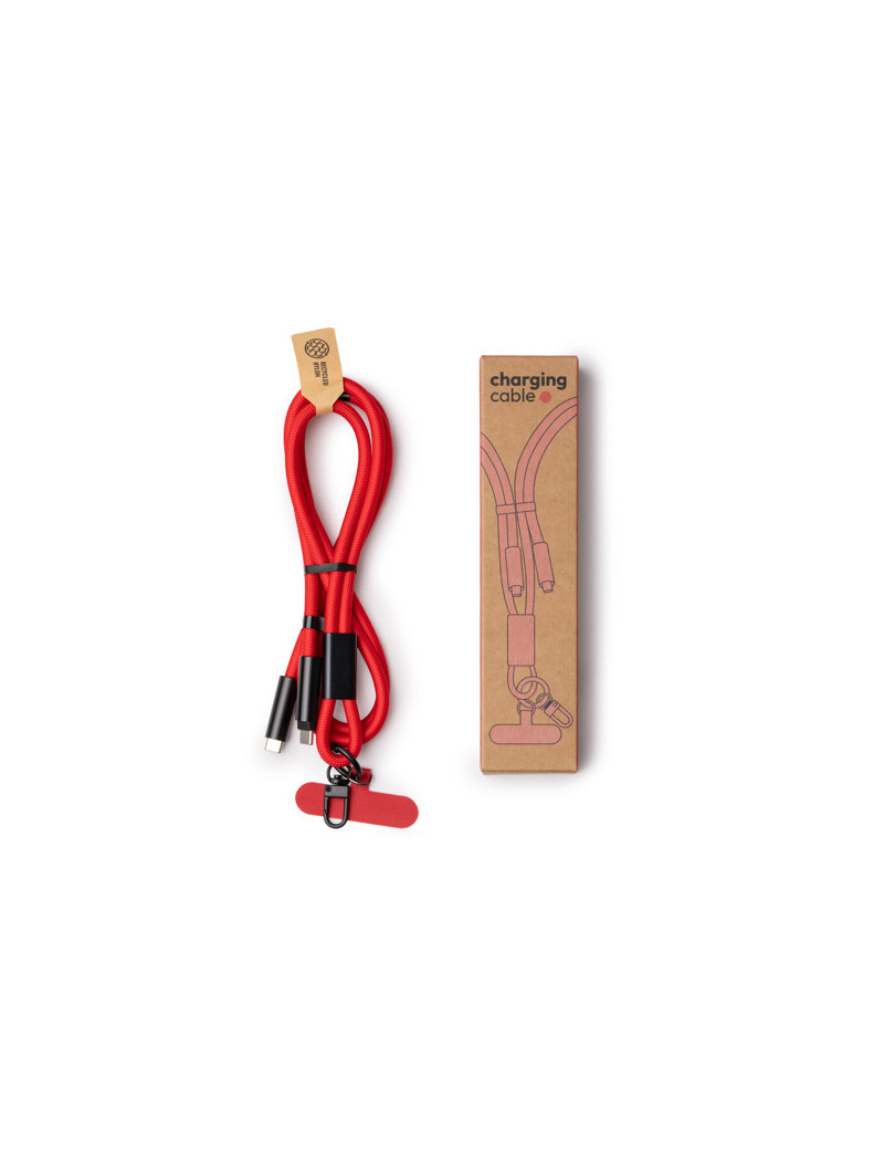 Lanyard portamóvil DENKI de nylon reciclado con cable Tipo C personalizado de Stamina imagen 17