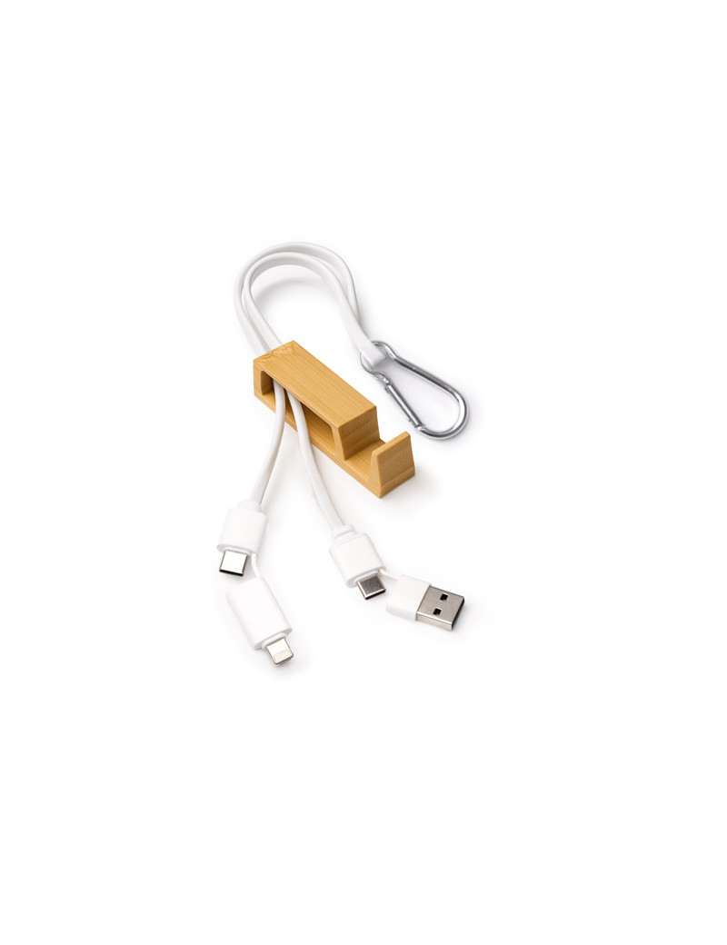 Cable cargador 4 en 1 BOEME con soporte de bambú para smartphone personalizado de Stamina imagen 8