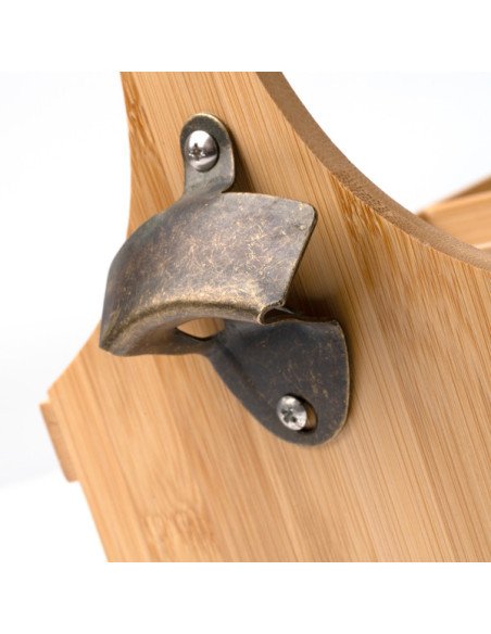 Portabotellas GUTI de bambú para 6 botellines con abridor personalizado de Stamina imagen 8