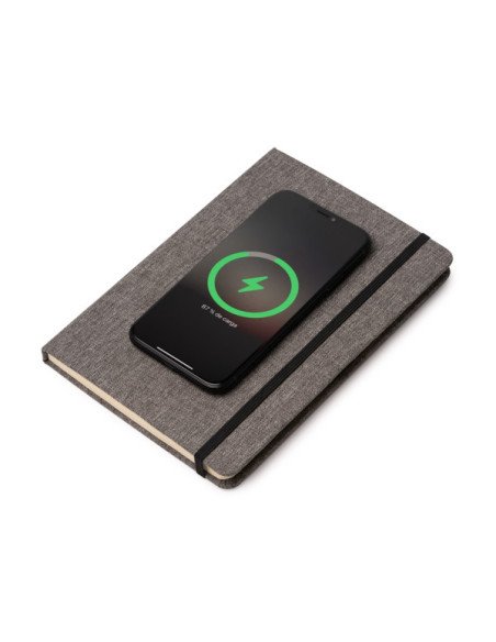 Bloc de notas GARLAN A5 con carga inalámbrica 15W RPET