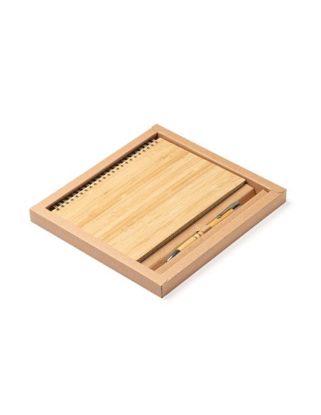 Set libreta A5 y bolígrafo de bambú GALA