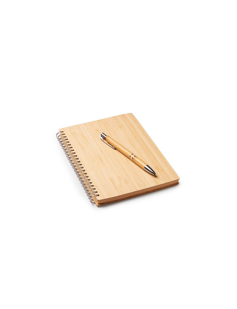 Set libreta A5 y bolígrafo de bambú GALA personalizado de Stamina imagen 4