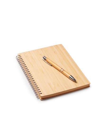 Set libreta A5 y bolígrafo de bambú GALA