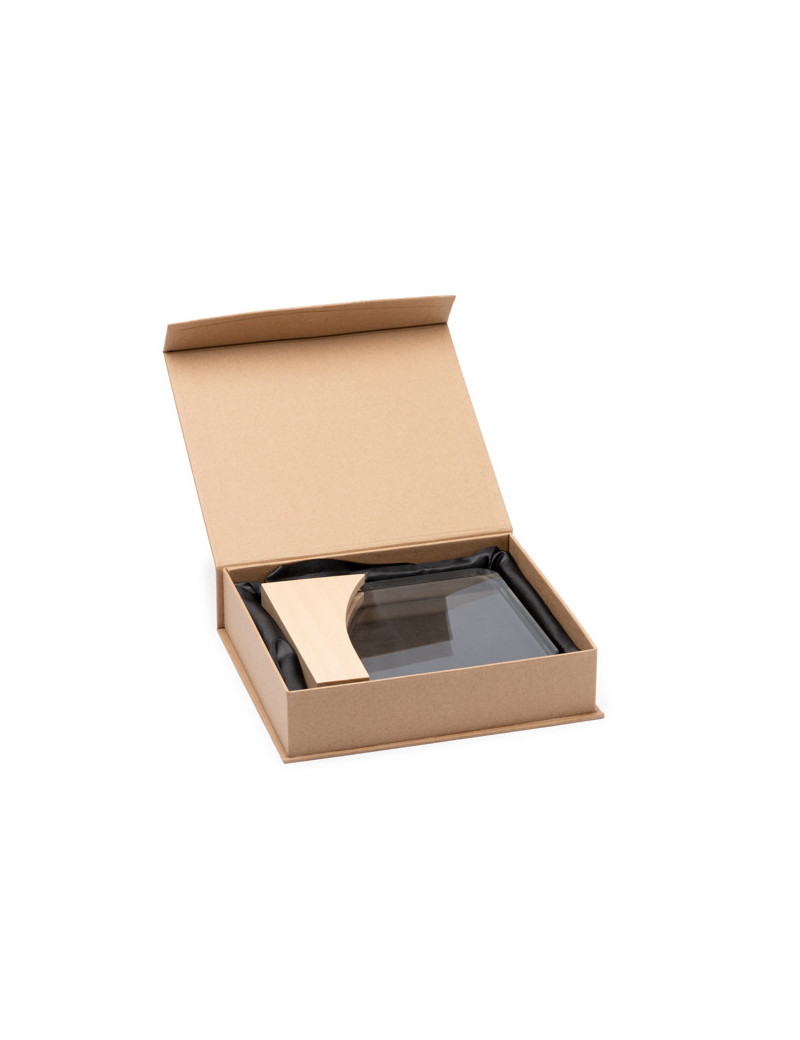 Trofeo de cristal KUDER rectangular con base de bambú personalizado de Stamina imagen 6