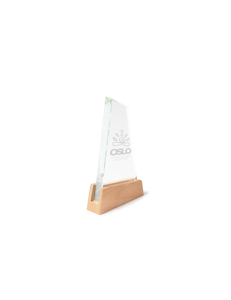 Trofeo de cristal NAVIS con diseño náutico y base de bambú personalizado de Stamina imagen 8