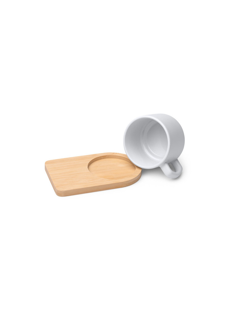 Taza de cerámica GEISA para sublimación con base y posavasos de bambú personalizado de Stamina imagen 8