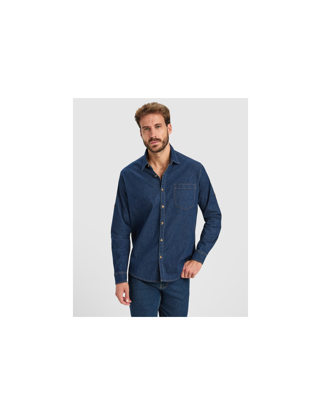 Camisa vaquera LUJAN de manga larga con tejido stretch personalizado de Roly imagen 10