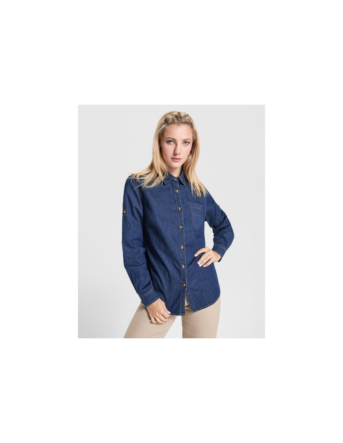 Camisa vaquera LUJAN WOMAN de manga larga con tejido stretch personalizado de Roly imagen 10