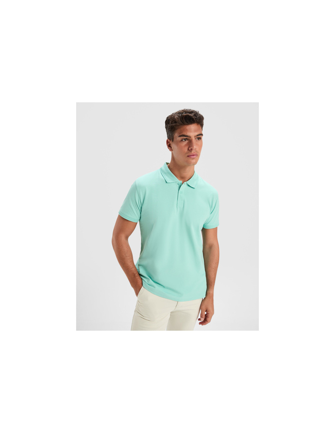 Polo WOS de manga corta en punto piqué con elastano personalizado de Roly imagen 27