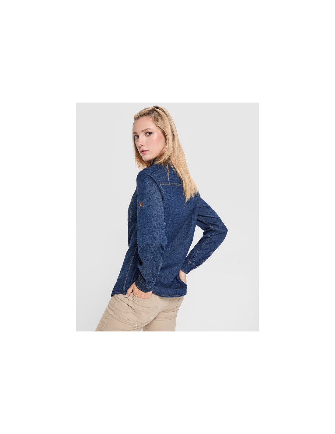 Camisa vaquera LUJAN WOMAN de manga larga con tejido stretch personalizado de Roly imagen 13