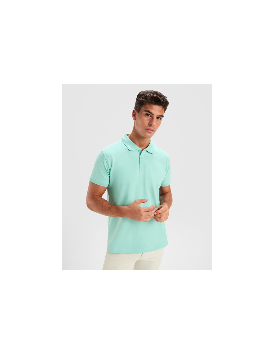 Polo WOS de manga corta en punto piqué con elastano personalizado de Roly imagen 28