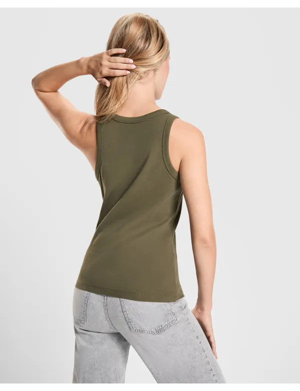 Camiseta sin mangas DRIBE mujer en punto canalé stretch personalizado de Roly imagen 1