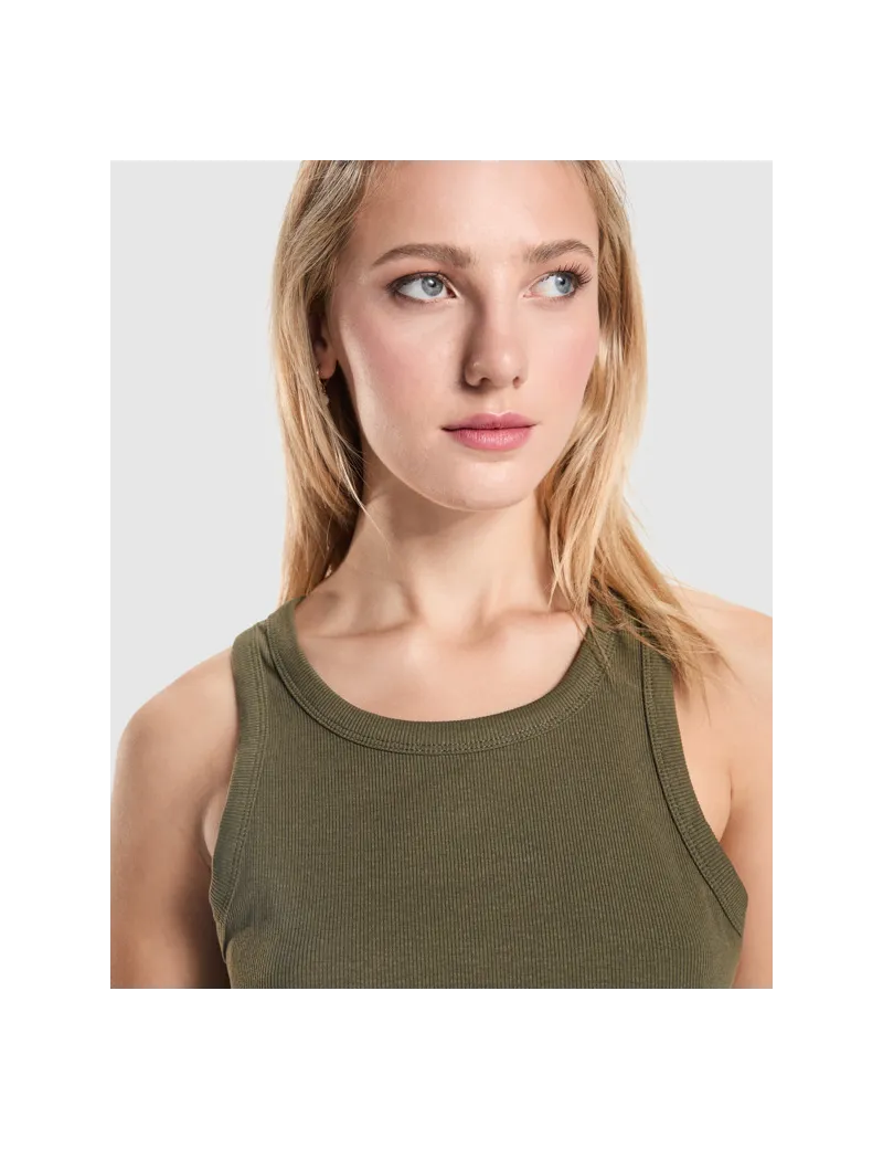 Camiseta sin mangas DRIBE mujer en punto canalé stretch personalizado de Roly imagen 30