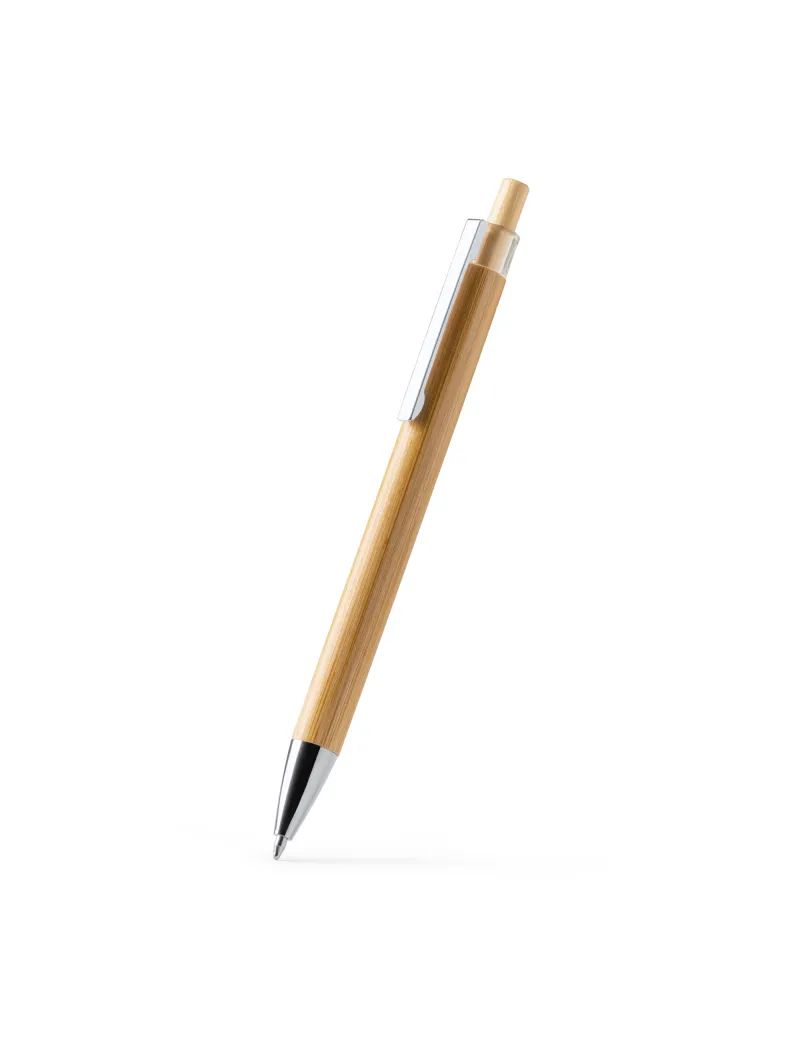 Bolígrafo Personalizado FIKE – Bambú Natural y Detalles Cromados – Grabado Láser Ecológico personalizado de Stamina imagen 2
