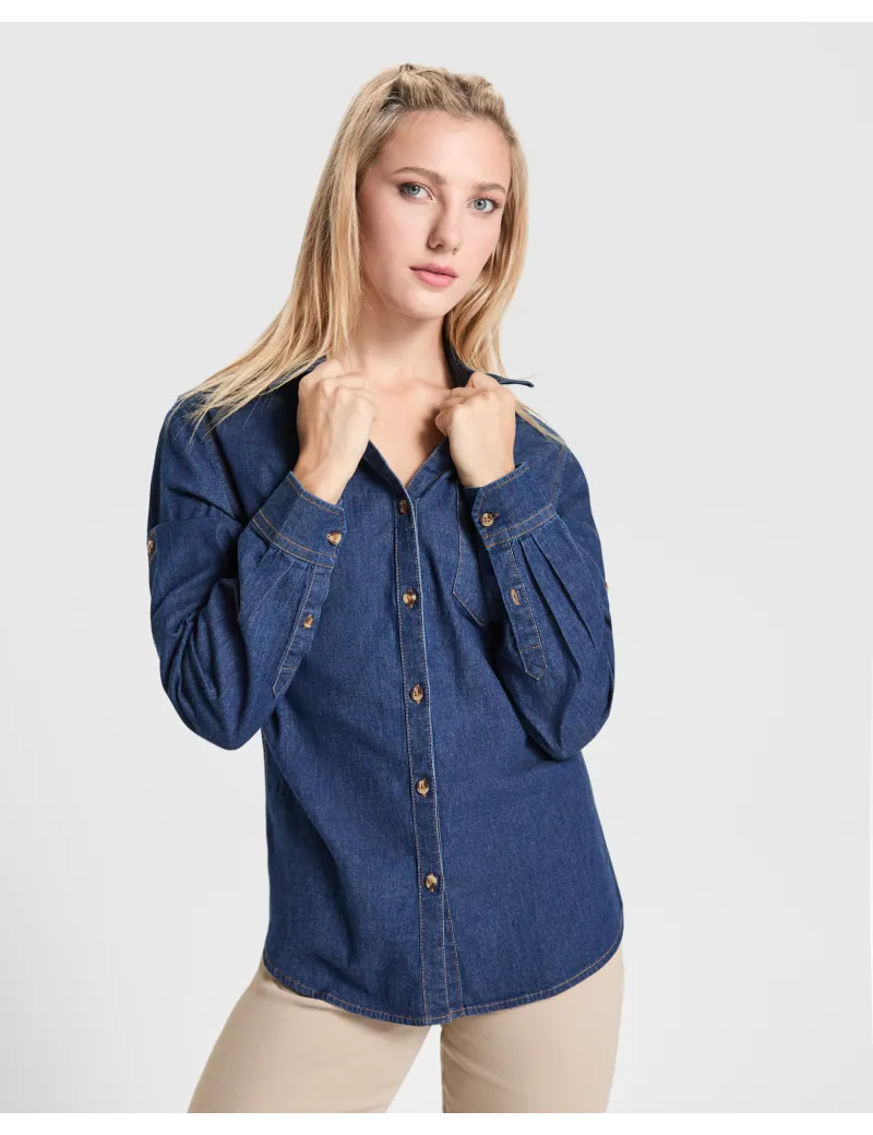 Camisa vaquera LUJAN WOMAN de manga larga con tejido stretch personalizado de Roly imagen 10