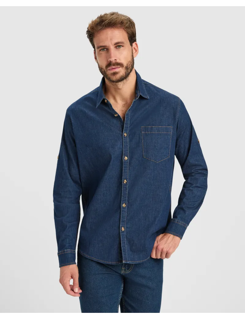 Camisa vaquera LUJAN de manga larga con tejido stretch personalizado de Roly imagen 9