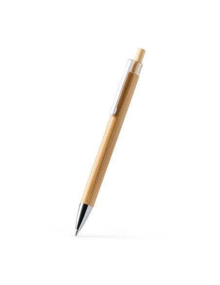 Bolígrafo Personalizado FIKE – Bambú Natural y Detalles Cromados – Grabado Láser Ecológico personalizado de Stamina imagen 2