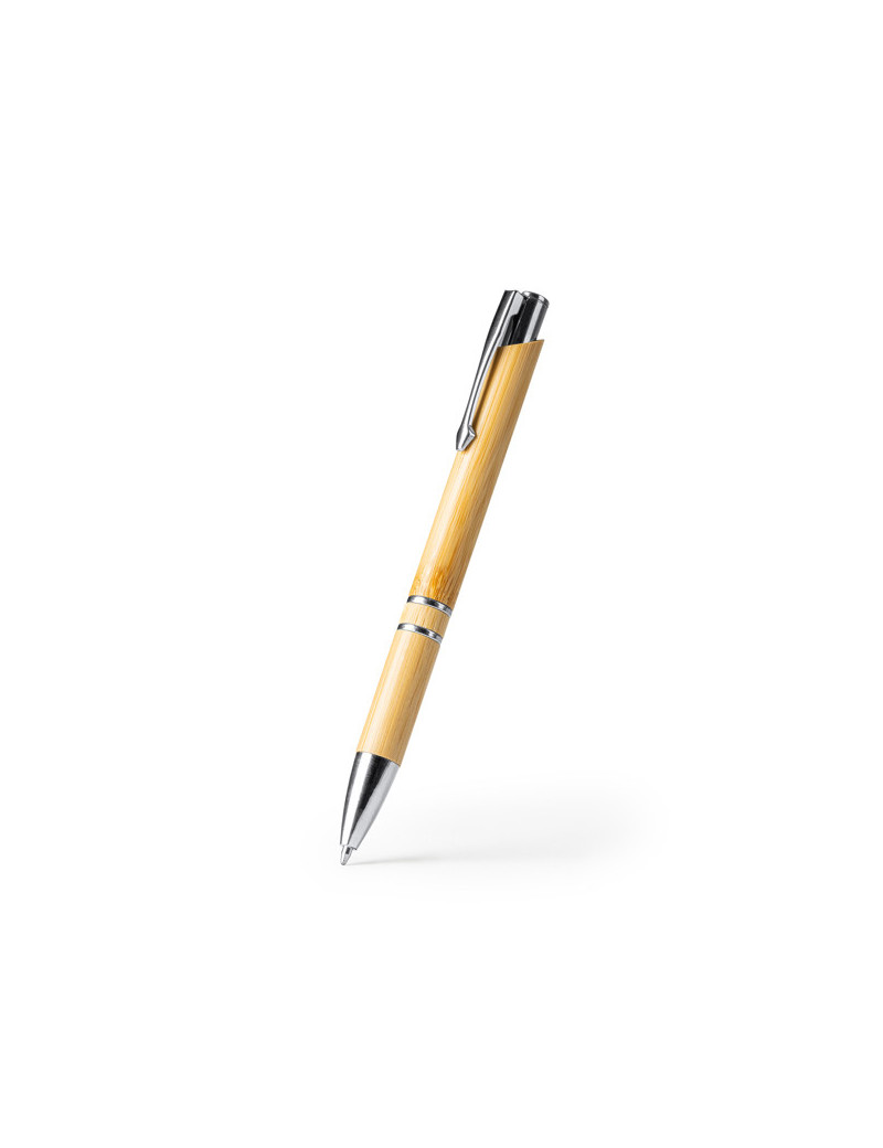 Bolígrafo de Bambú BESKY Personalizado – Elegancia Sostenible con Pulsador Metalizado y Tinta Azul personalizado de Stamina imag