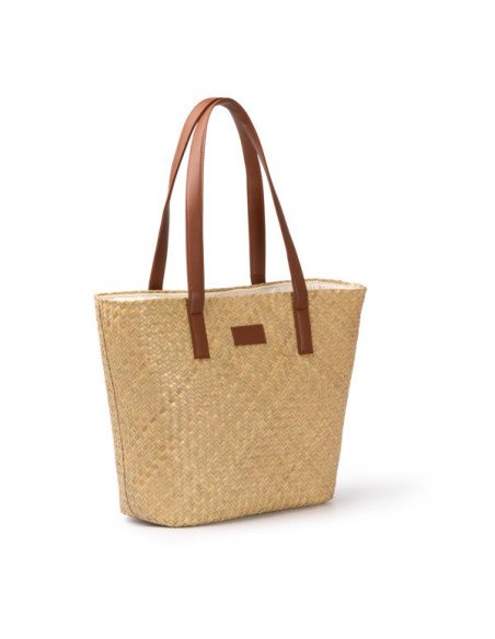 Bolso MIYAKO de paja con interior de algodón y asas PU personalizado de Stamina imagen 7