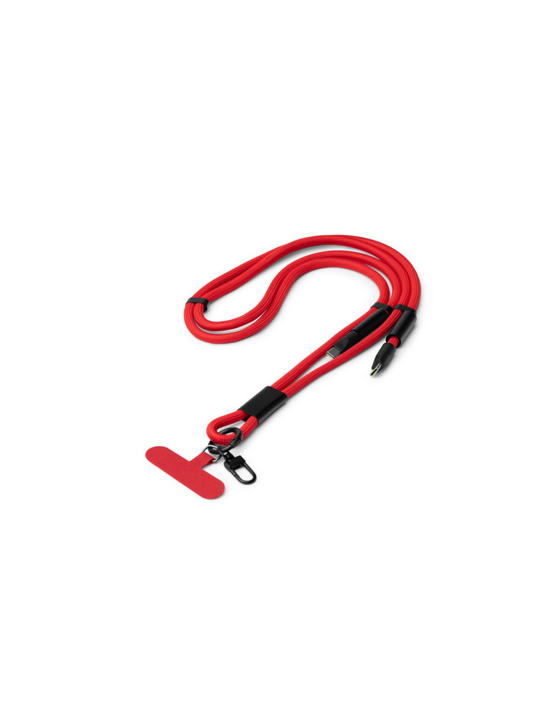 Lanyard portamóvil DENKI de nylon reciclado con cable Tipo C personalizado de Stamina imagen 13
