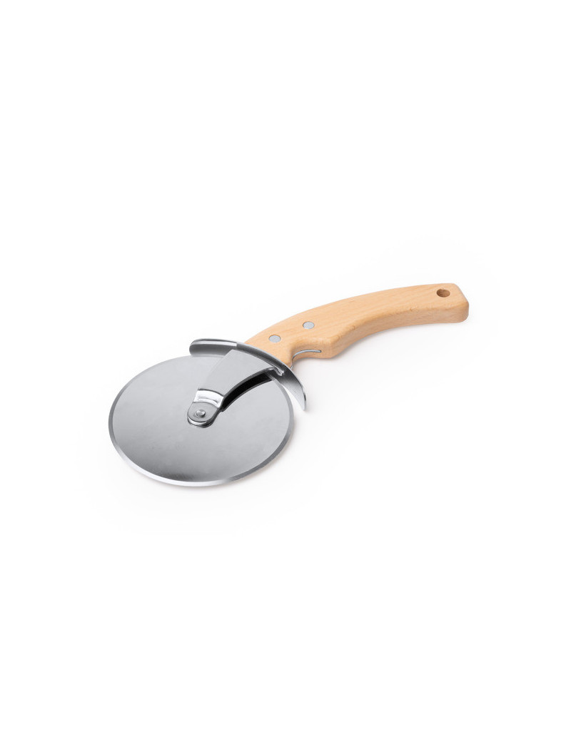 Cortador de pizzas ZANETI en acero inoxidable con mango de madera personalizado de Stamina imagen 5