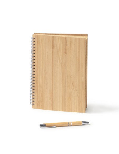 Set libreta A5 y bolígrafo de bambú GALA