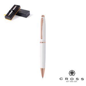 Bolígrafo Calais White 7396 Cross en blanco y oro rosa para regalos corporativos de lujo