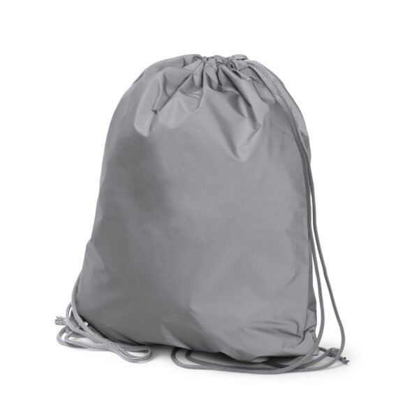 Mochila de cuerdas LAZAR fabricada en poliéster reflectante con diseño práctico.