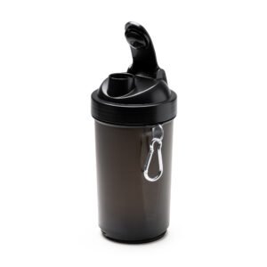 Shaker REILY de 600 ml con agitador de acero inoxidable y compartimentos para suplementos