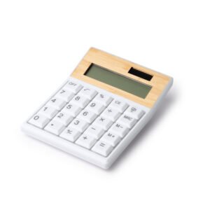 Calculadora VEREX de 8 dígitos fabricada en ABS reciclado y bambú.