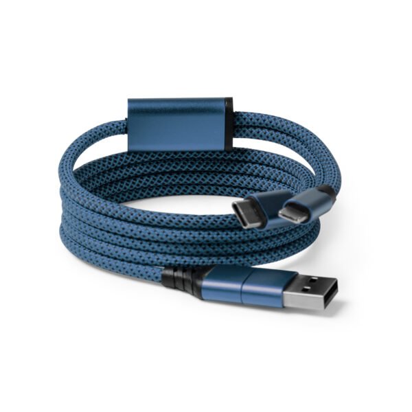 Cable adaptador ELON con diseño imantado y conexiones USB, Tipo C y Lightning.