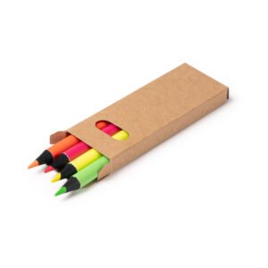 Set de 4 lápices MARGA en colores flúor con diseño en madera negra.