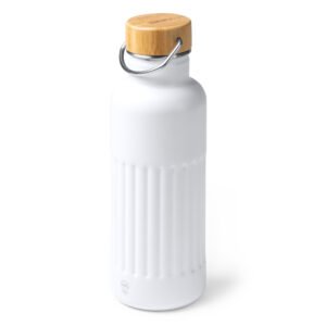 Bidón térmico NOBUK de acero inoxidable reciclado con tapa de bambú.