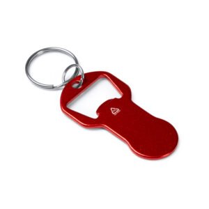 Llavero abridor TAGAN fabricado en aluminio reciclado con diseño funcional.