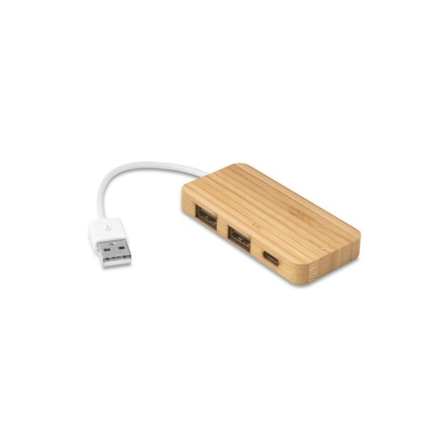 MOSER. HUB con 2 puertos USB-A y 1 USB-C, fabricados en bambú