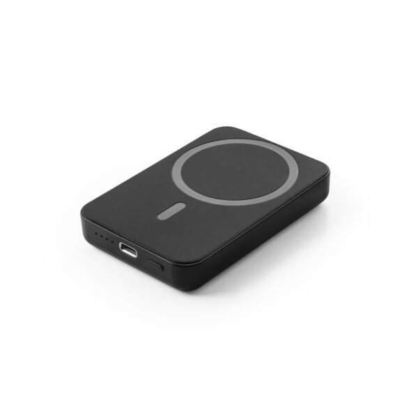 AMPERE 5. Power bank magnético de 5'000 mAh con cargador inalámbrico superrápido de 15W en ABS reciclado (100% rABS)